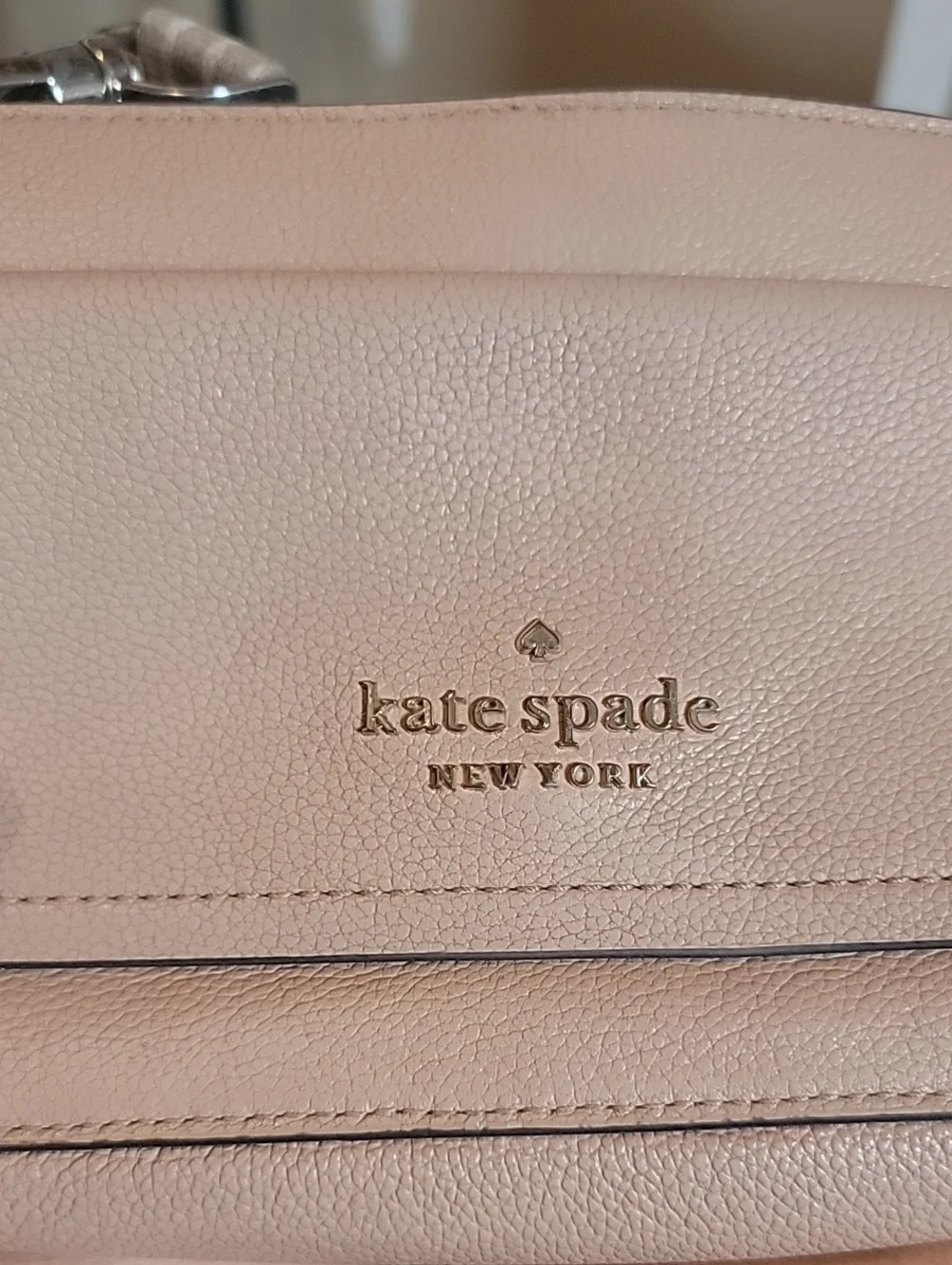 kate spade tan beige leather crossbody with detachable coin pouch